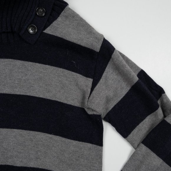 BANANA REPUBLIC grey navy asymmetrical turtle neck sweater size S - Picture 5 of 10